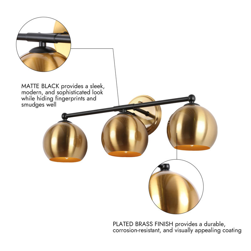Corrigan Studio® LateefahA 3 Light Dimmable Modern Black Gold Globe